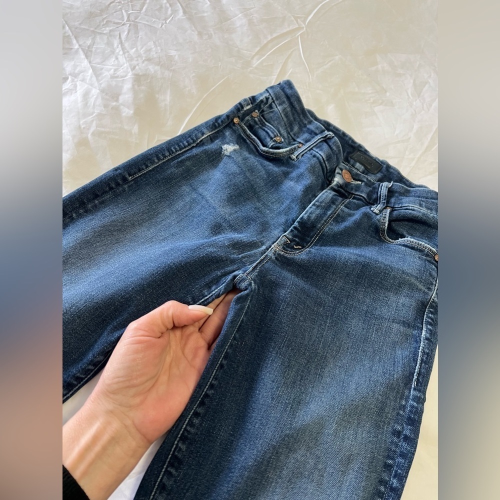 MOTHER Denim Undone Hem LOOKER Ankle Fray Skinny Jeans SZ 25 | Distressed - Picture 2 of 11